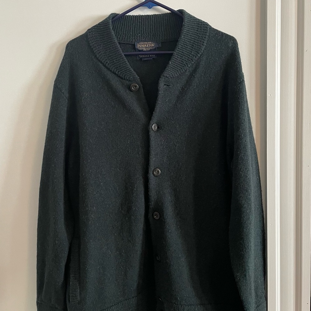 Large Pendleton Cardigan - Dark Green